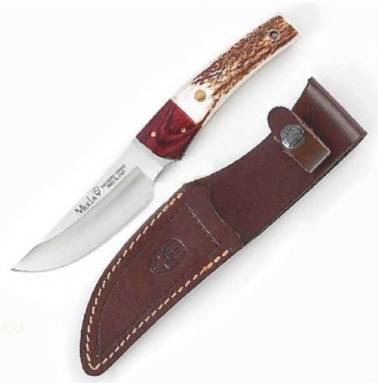 Нож (рук. красн.дер - рог оленя, кож.ножны)